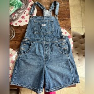 Levi’s Vintage Style Denim Cotton Shortalls Short Overalls Blue Women’s Size M